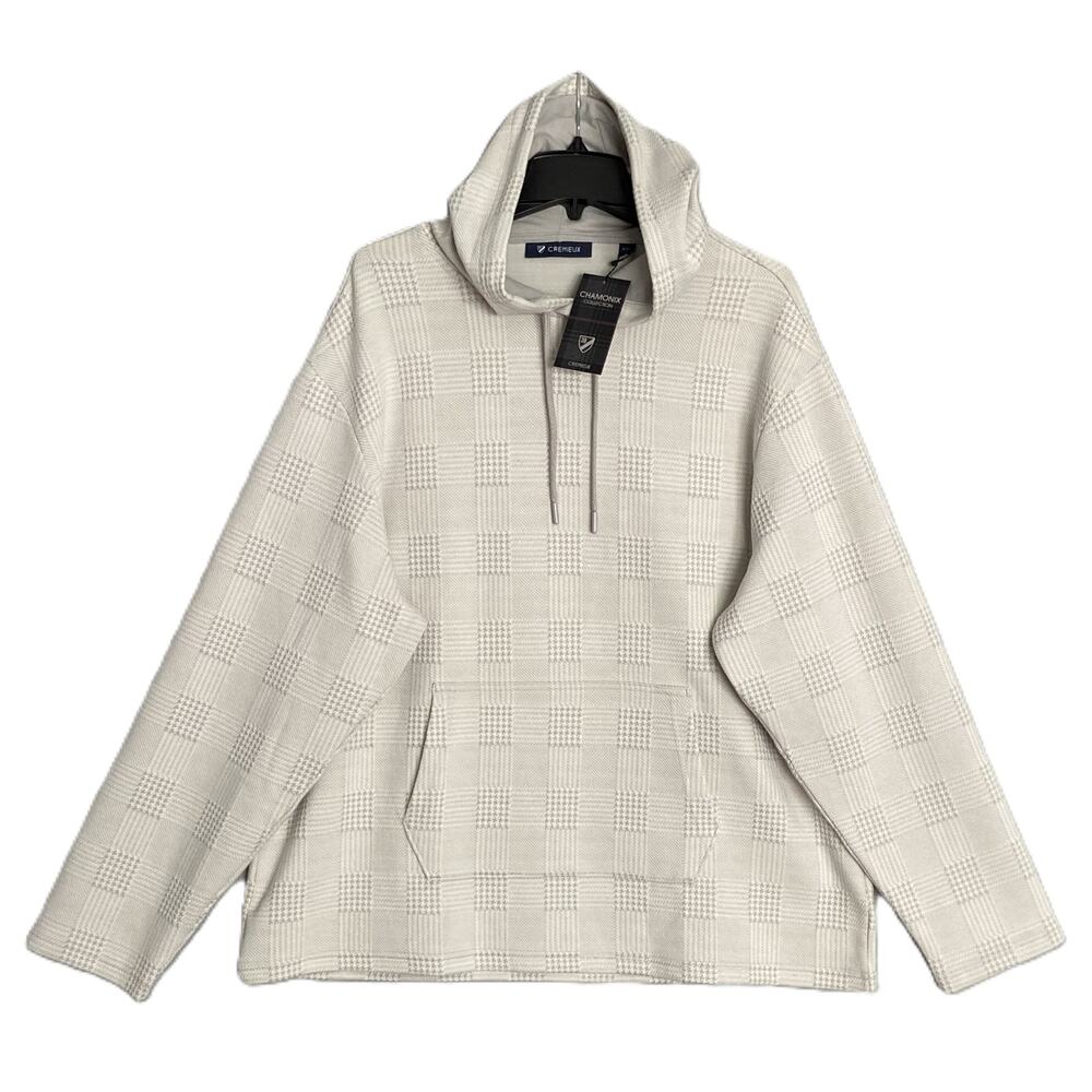 Daniel Cremieux 38 Hoodie Men's XXL Drawstring Hood Lt Grey Heather Check NEW